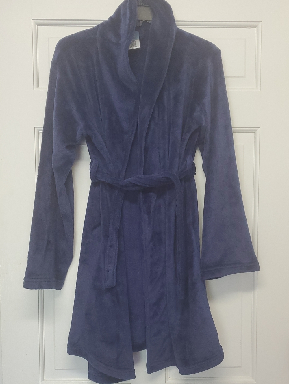 Kid's Plush Navy Blue Shawl Collar Bath Robe XL